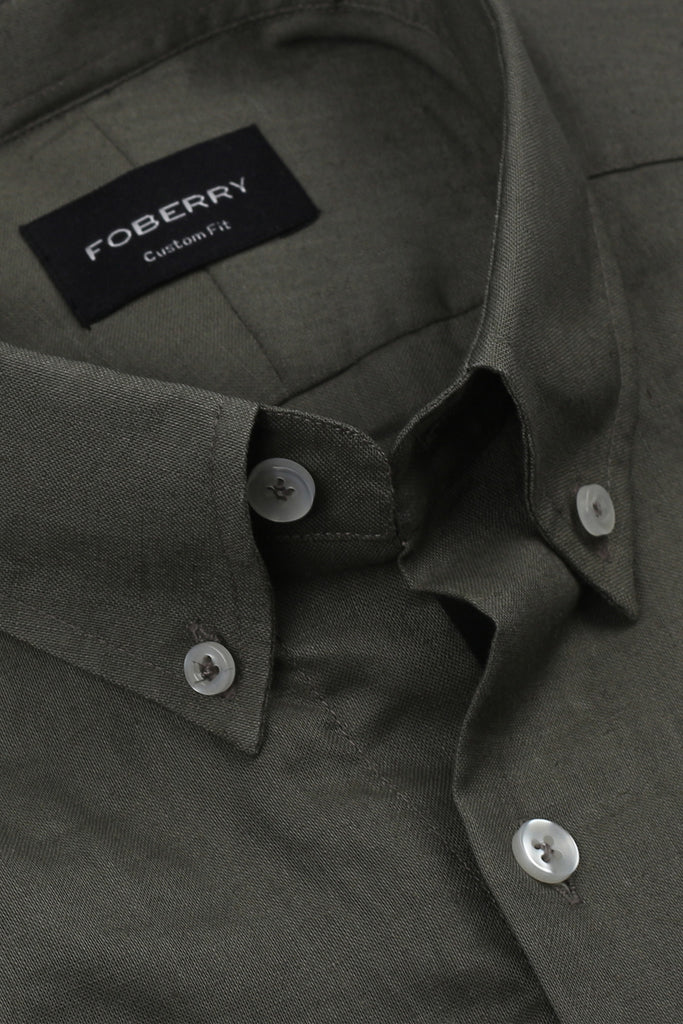 Silky Green Stretchable Linen Shirt