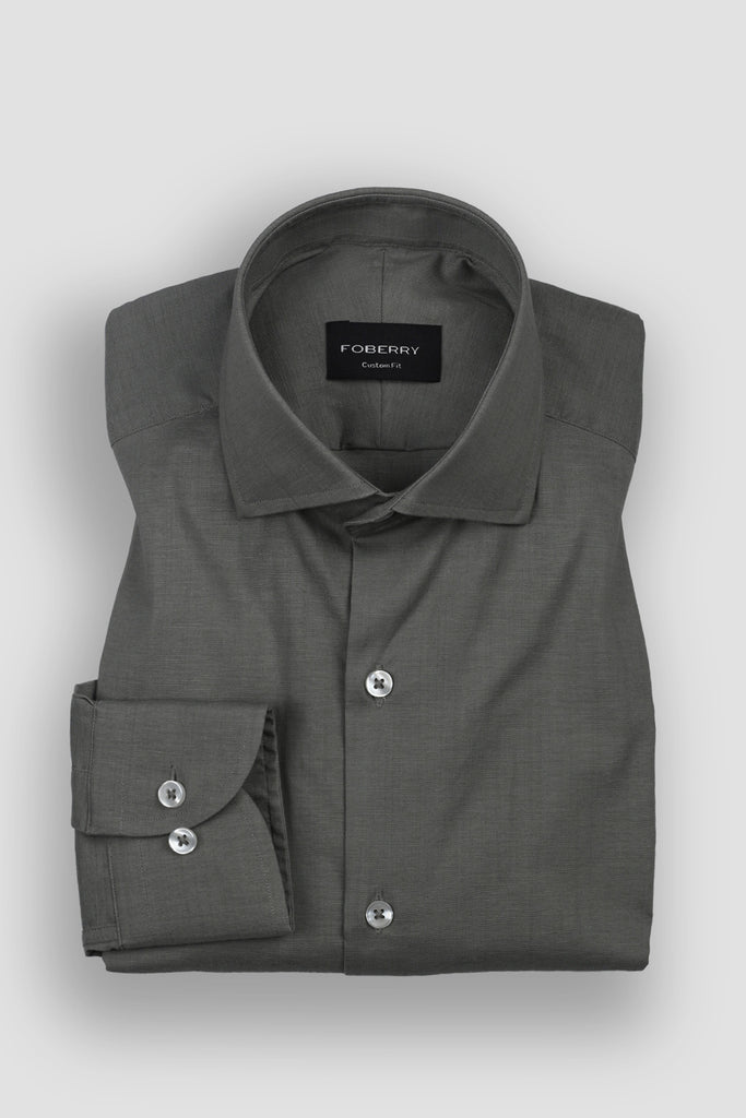 Olive Grey Stretchable Linen Shirt