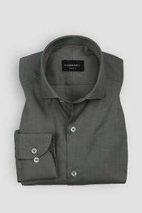 Olive Grey Stretchable Linen Shirt