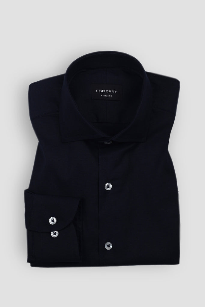 Navy Blue Stretchable Linen Shirt