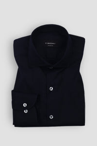 Navy Blue Stretchable Linen Shirt