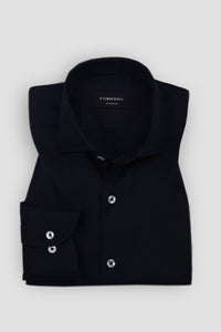 Navy Blue Stretchable Linen Shirt