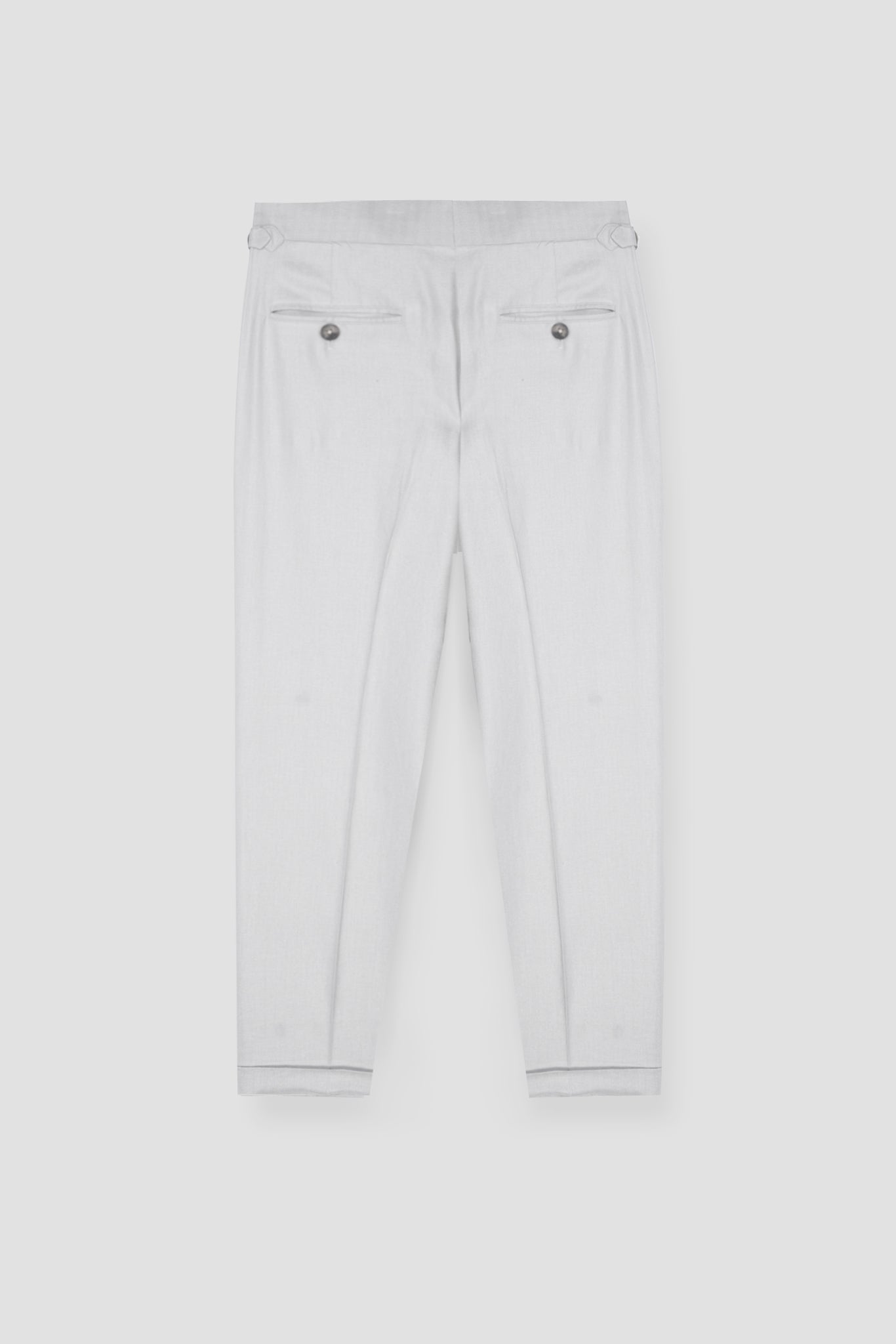 Soft Grey Herringbone Linen Trousers