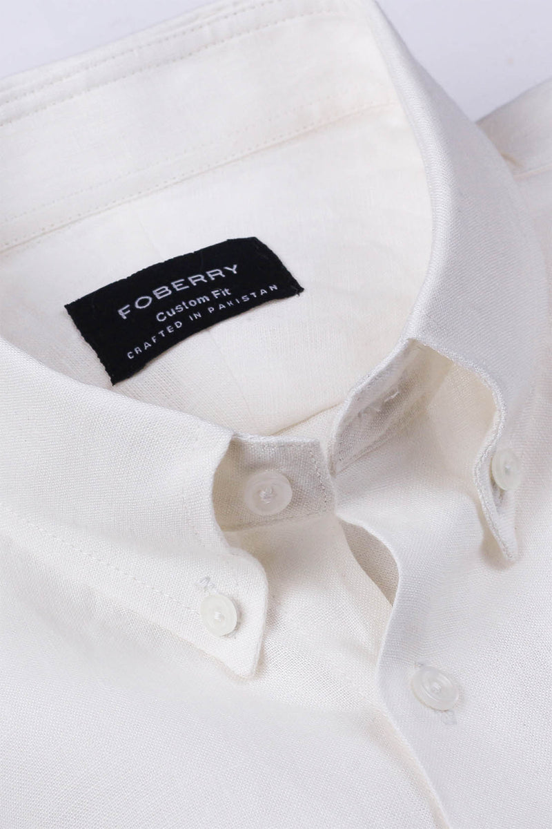 Irish White Linen Shirt - Foberry Pakistan