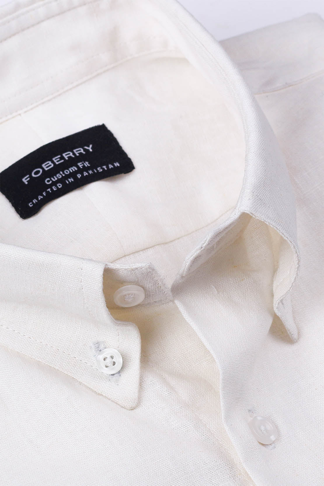 Ivory White  Linen Shirt - Foberry Pakistan