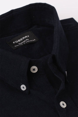 Navy Blue Corduroy Shirt | Flap Pockets - Foberry Pakistan