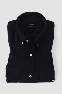 Navy Blue Corduroy Shirt | Flap Pockets - Foberry Pakistan
