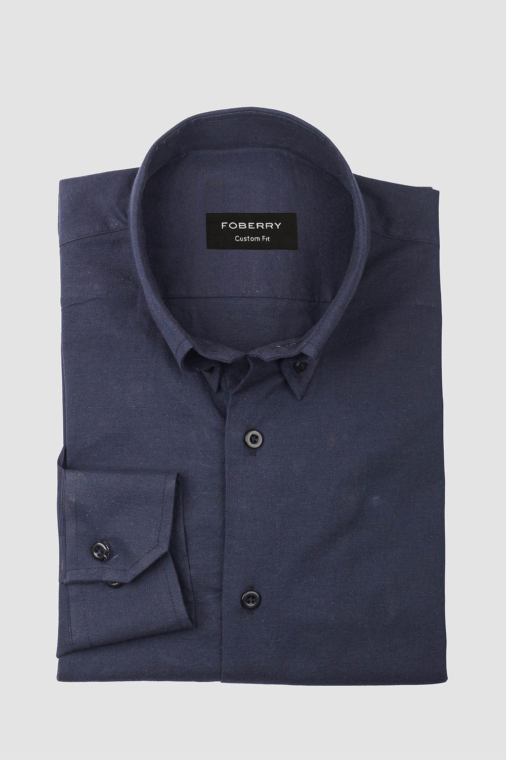 Soft Navy Blue Linen Shirt - Foberry Pakistan
