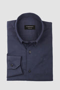 Soft Navy Blue Linen Shirt - Foberry Pakistan