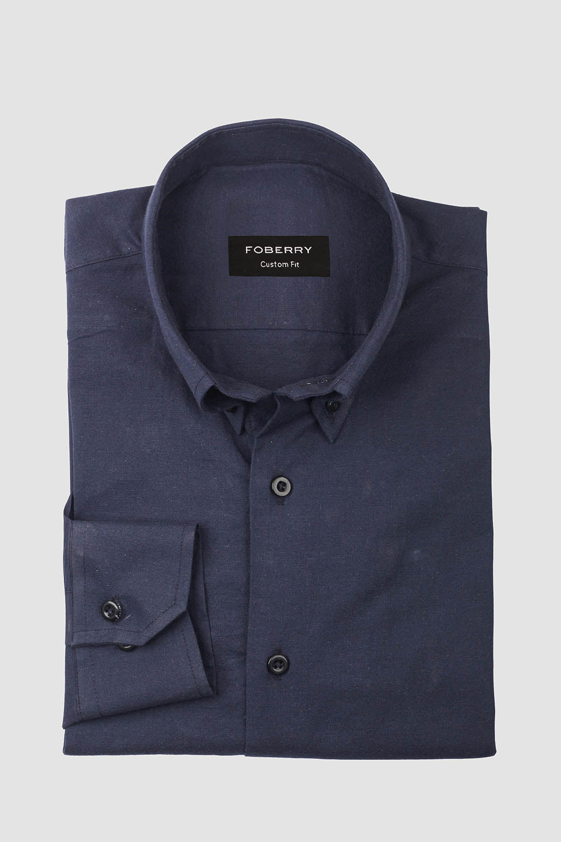 Soft Navy Blue Linen Shirt - Foberry Pakistan