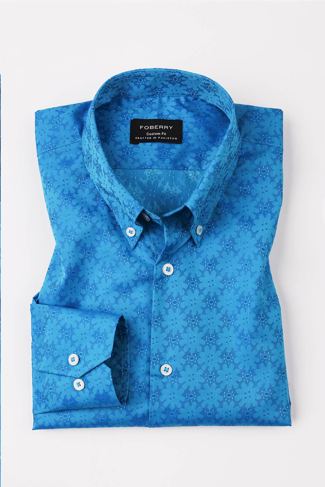 Blue Jacquard Shirt - Foberry Pakistan