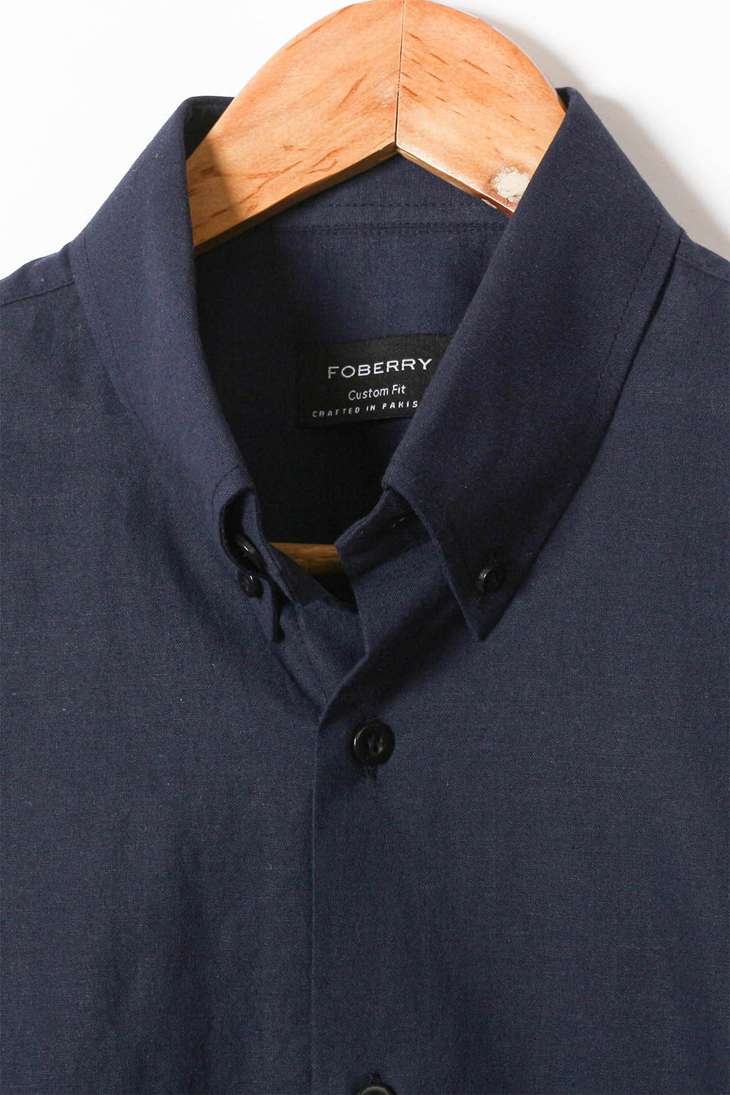 Soft Navy Blue Linen Shirt - Foberry Pakistan