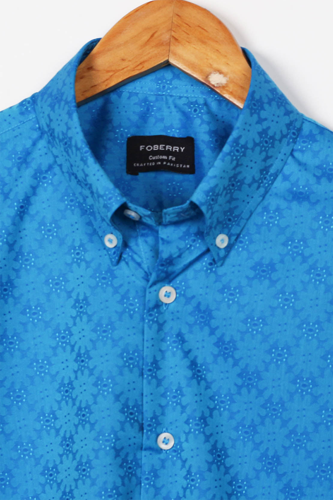 Blue Jacquard Shirt - Foberry Pakistan