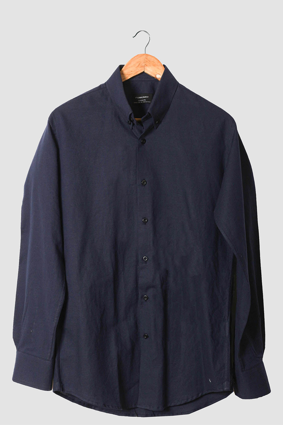 Soft Navy Blue Linen Shirt - Foberry Pakistan