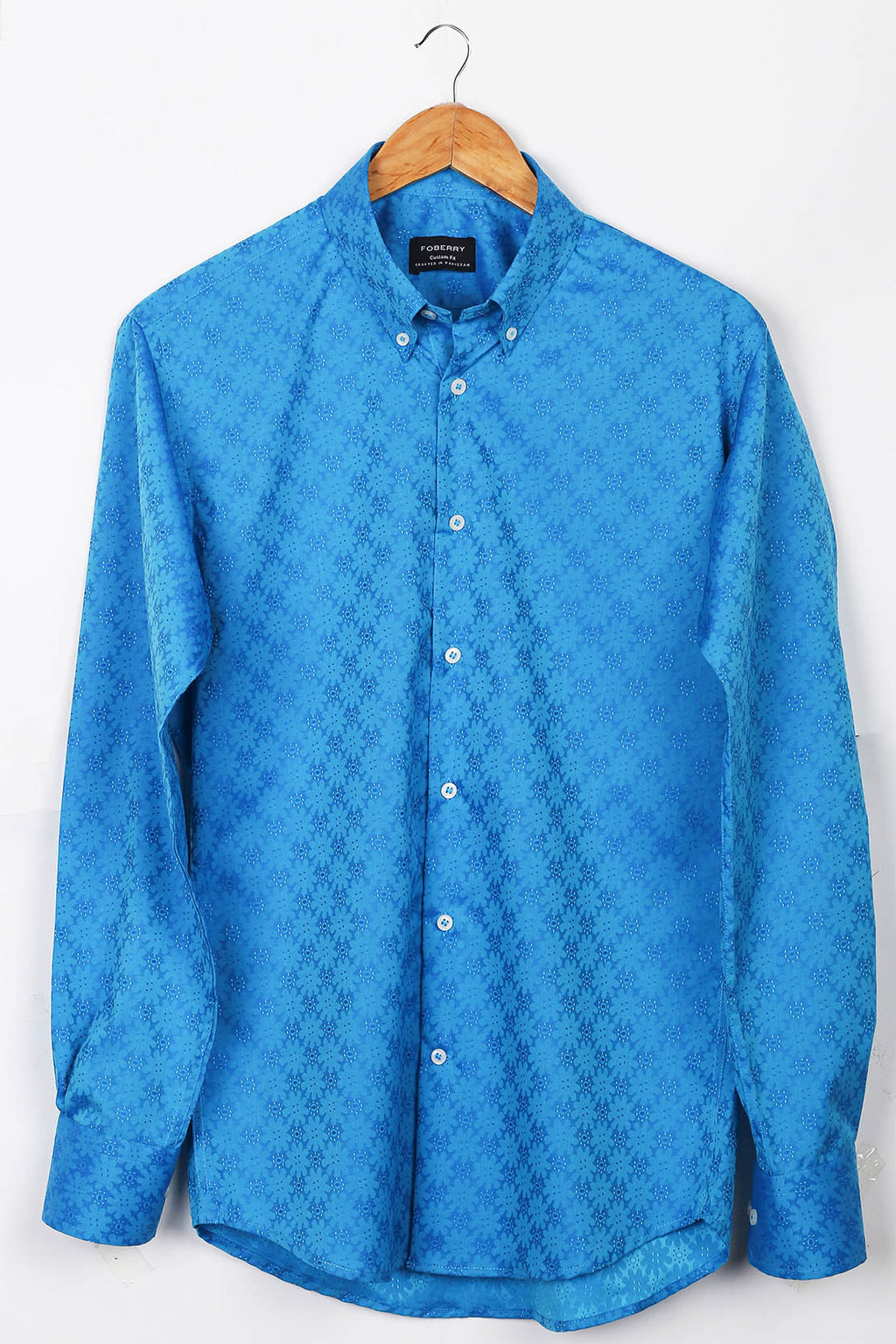 Blue Jacquard Shirt - Foberry Pakistan