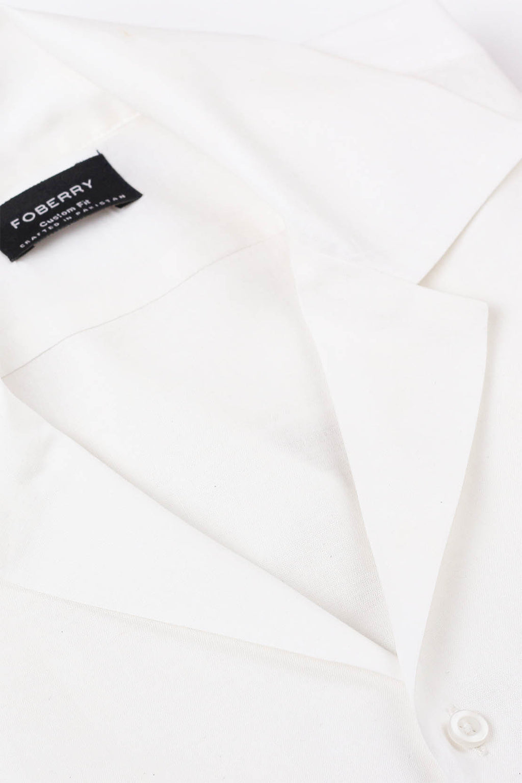 White Linen Camp Collar Shirt - Foberry Pakistan