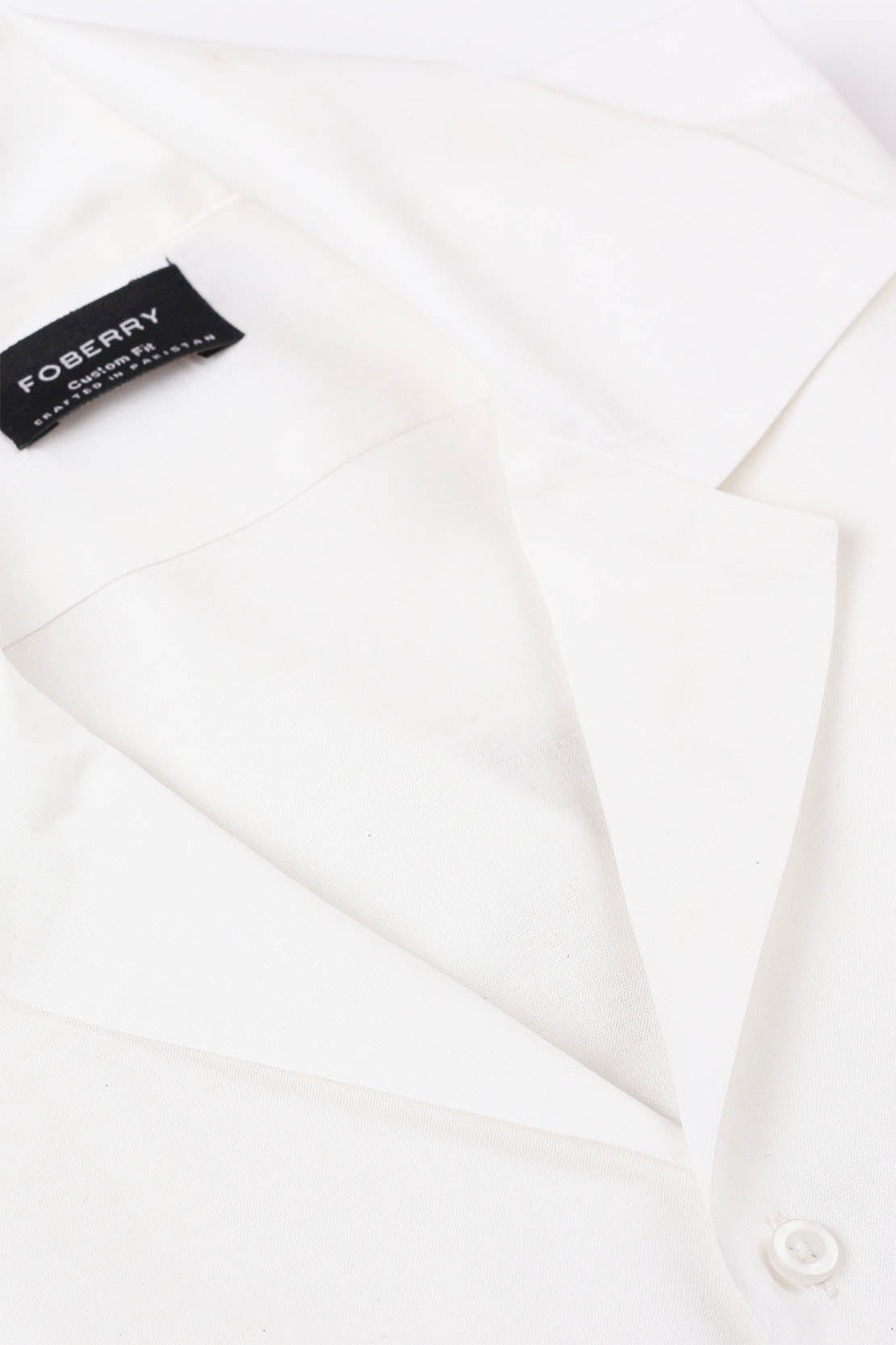 White Linen Camp Collar Shirt - Foberry Pakistan