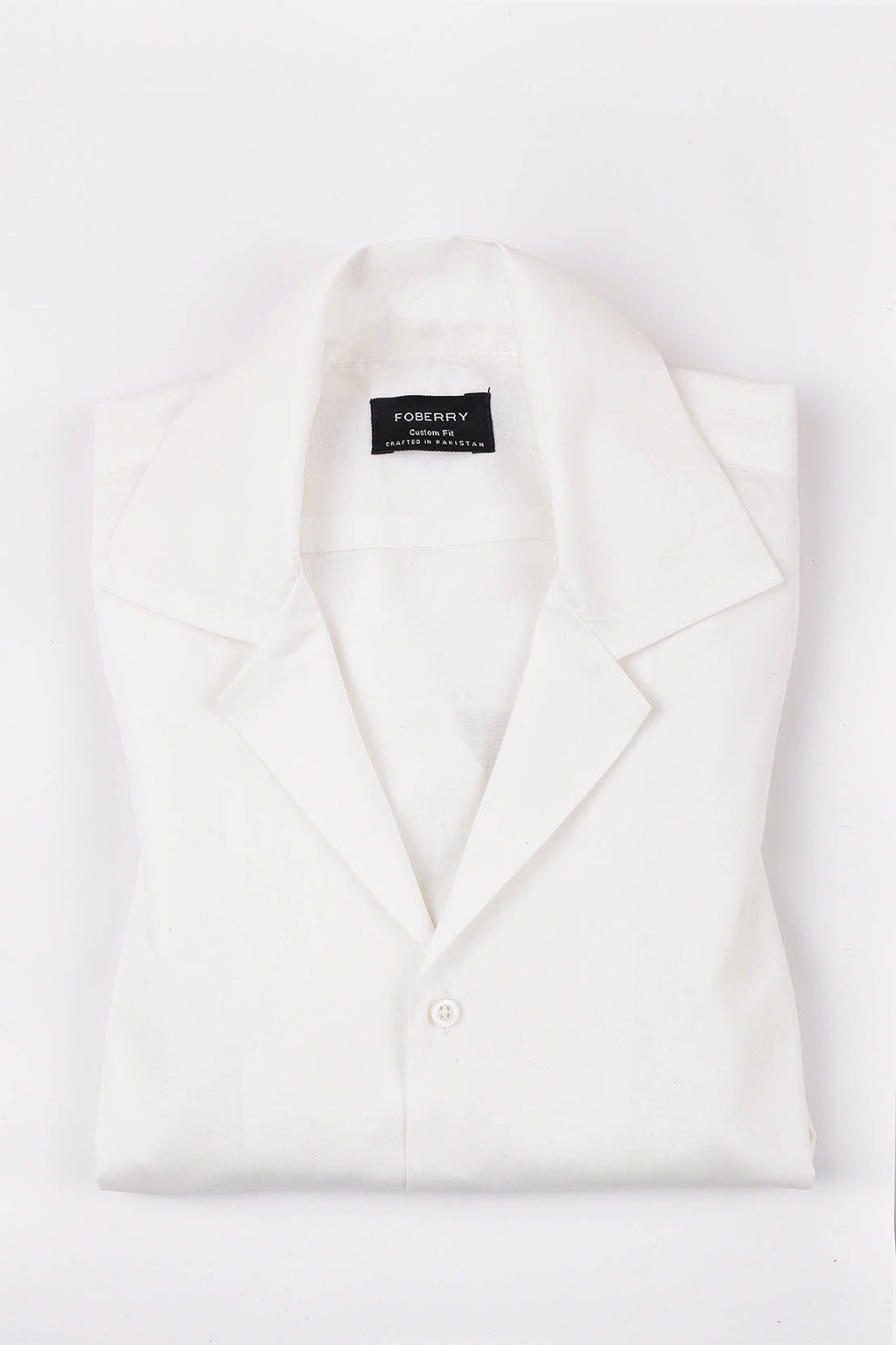 White Linen Camp Collar Shirt - Foberry Pakistan