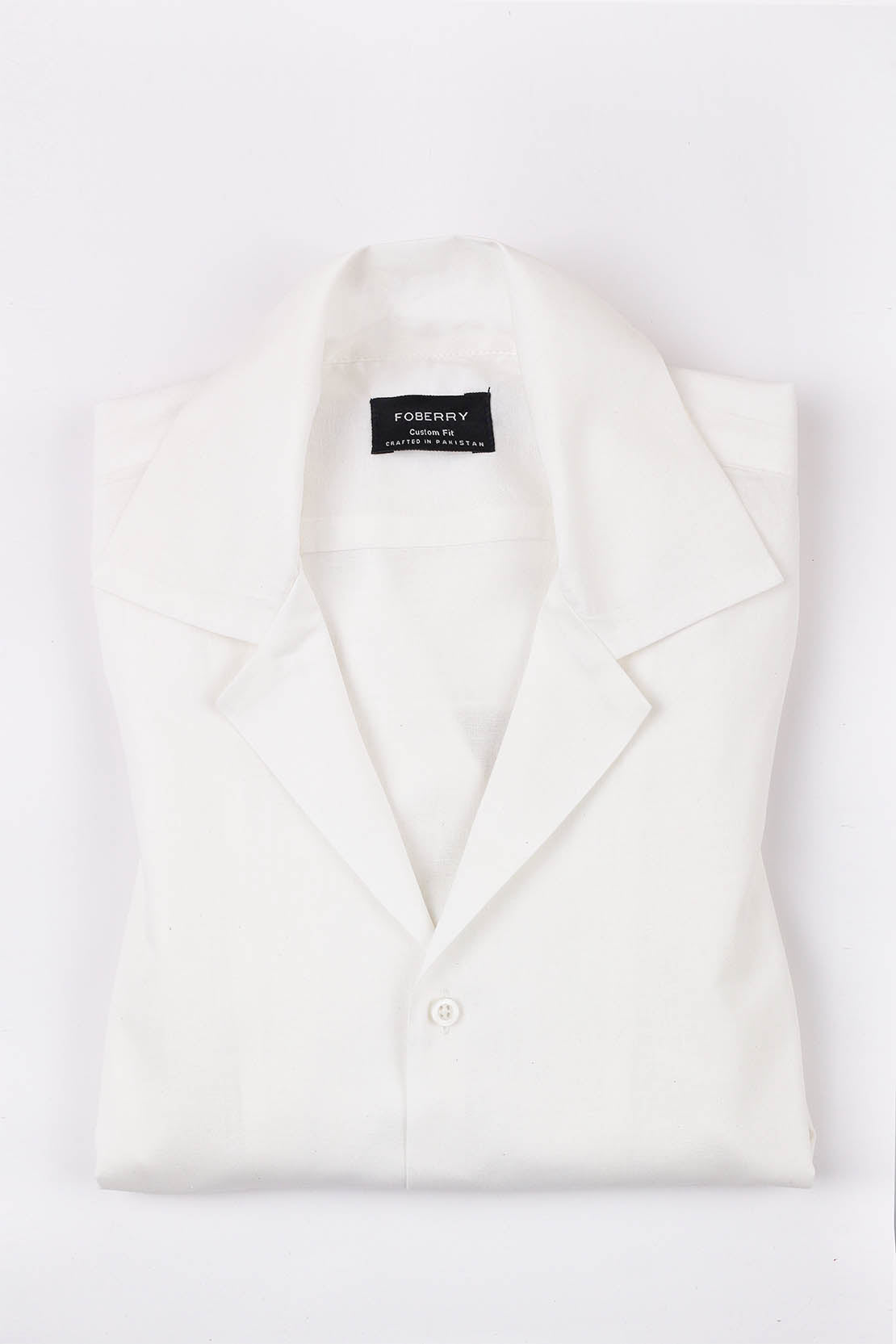 White Linen Camp Collar Shirt - Foberry Pakistan