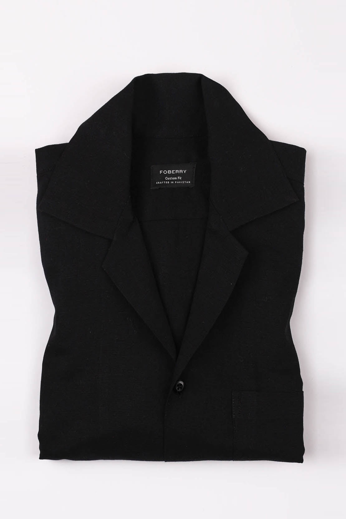 Black Linen Camp Collar Shirt - Foberry Pakistan