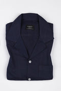 Navy Blue Linen Camp Collar Shirt - Foberry Pakistan