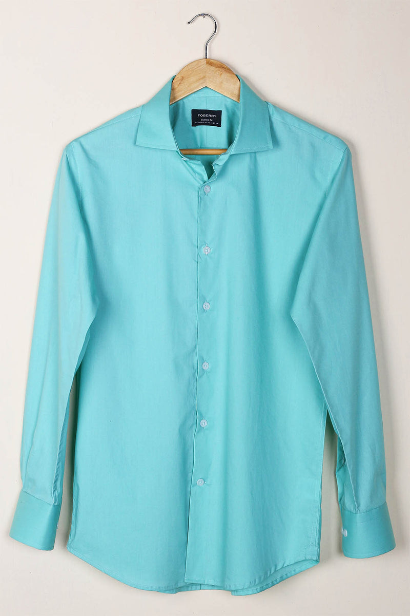 Aqua Green Poplin Shirt - Foberry Pakistan