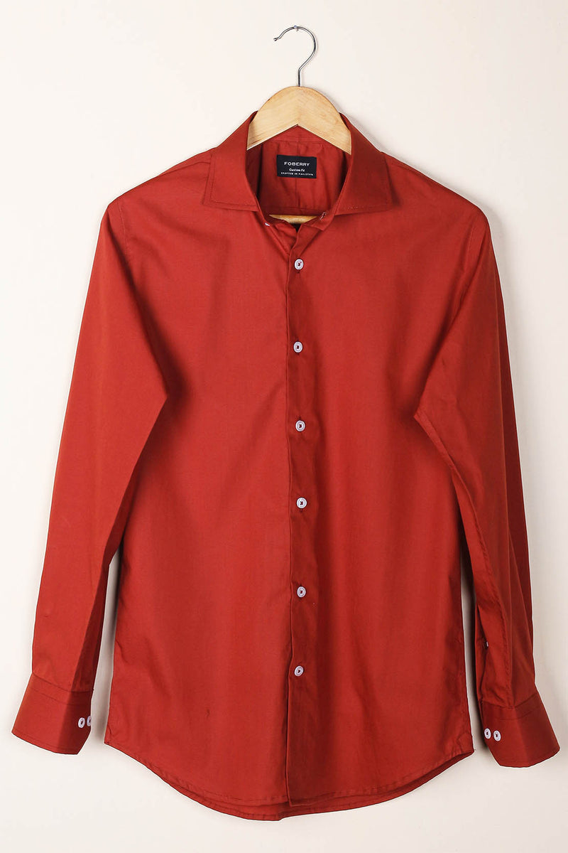 Burgundy Poplin Shirt - Foberry Pakistan